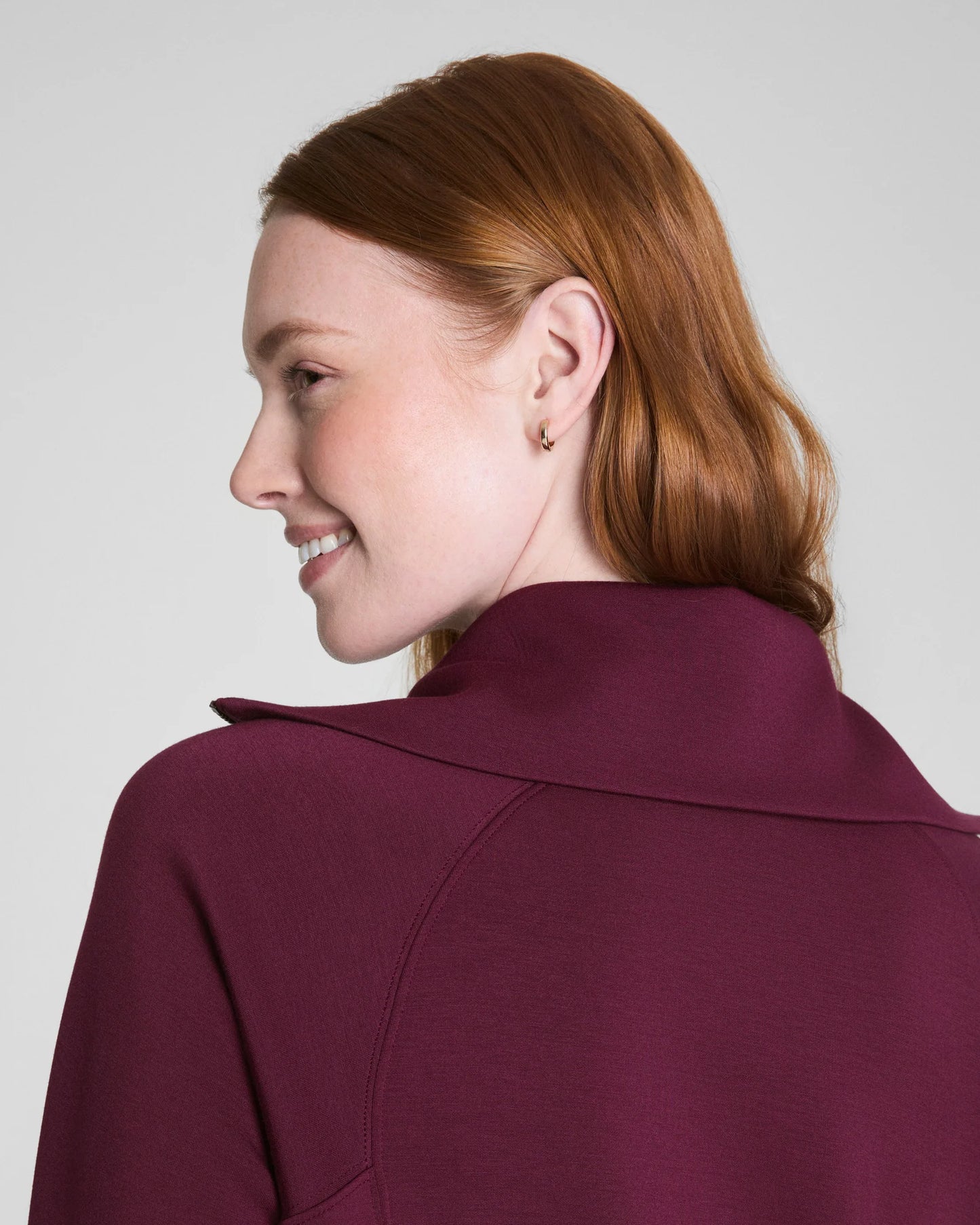 Spanx AirEssentials Half Zip Sweatshirt - Plum Berry