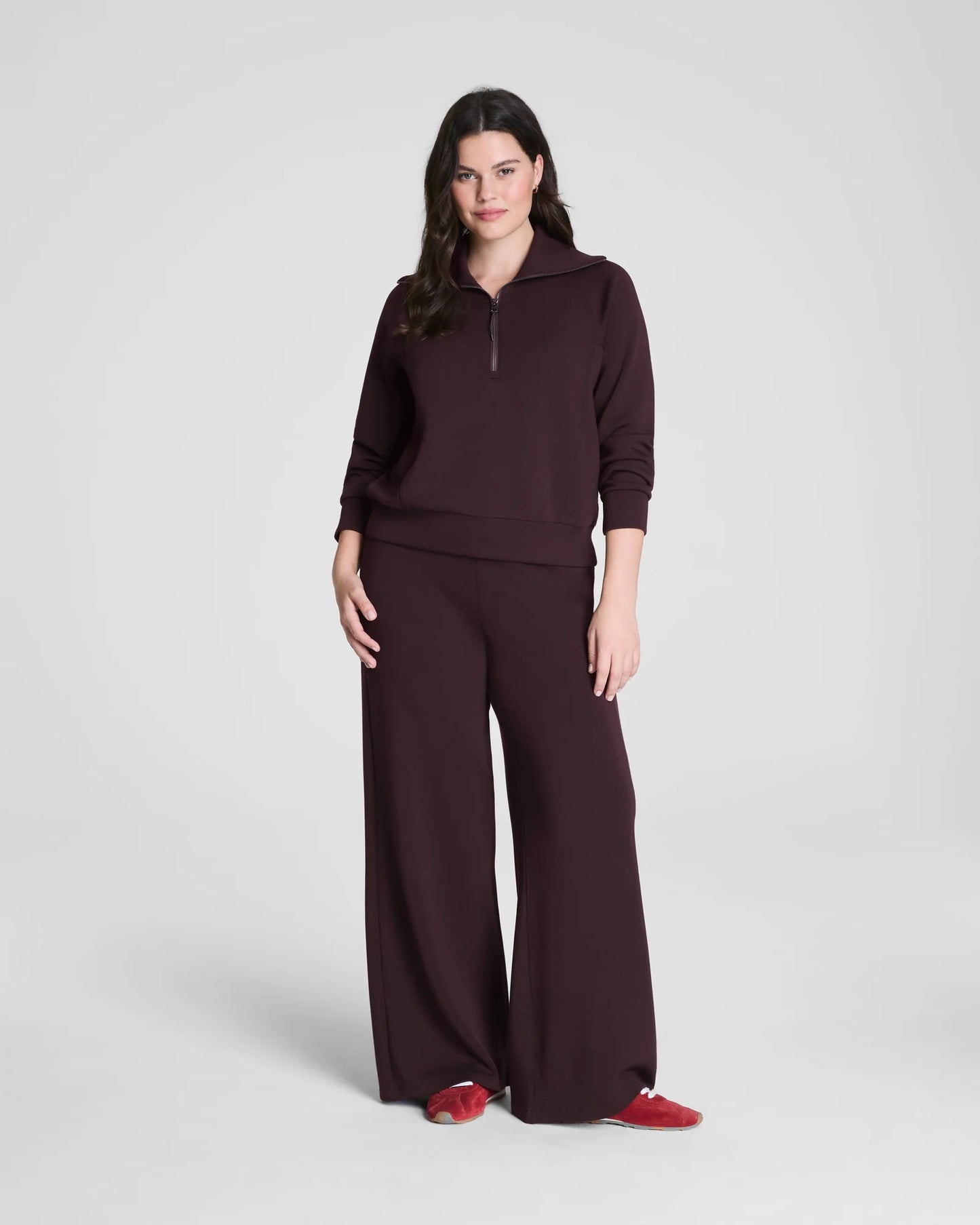 Spanx AirEssentials Half Zip Sweatshirt - Truffle Brown