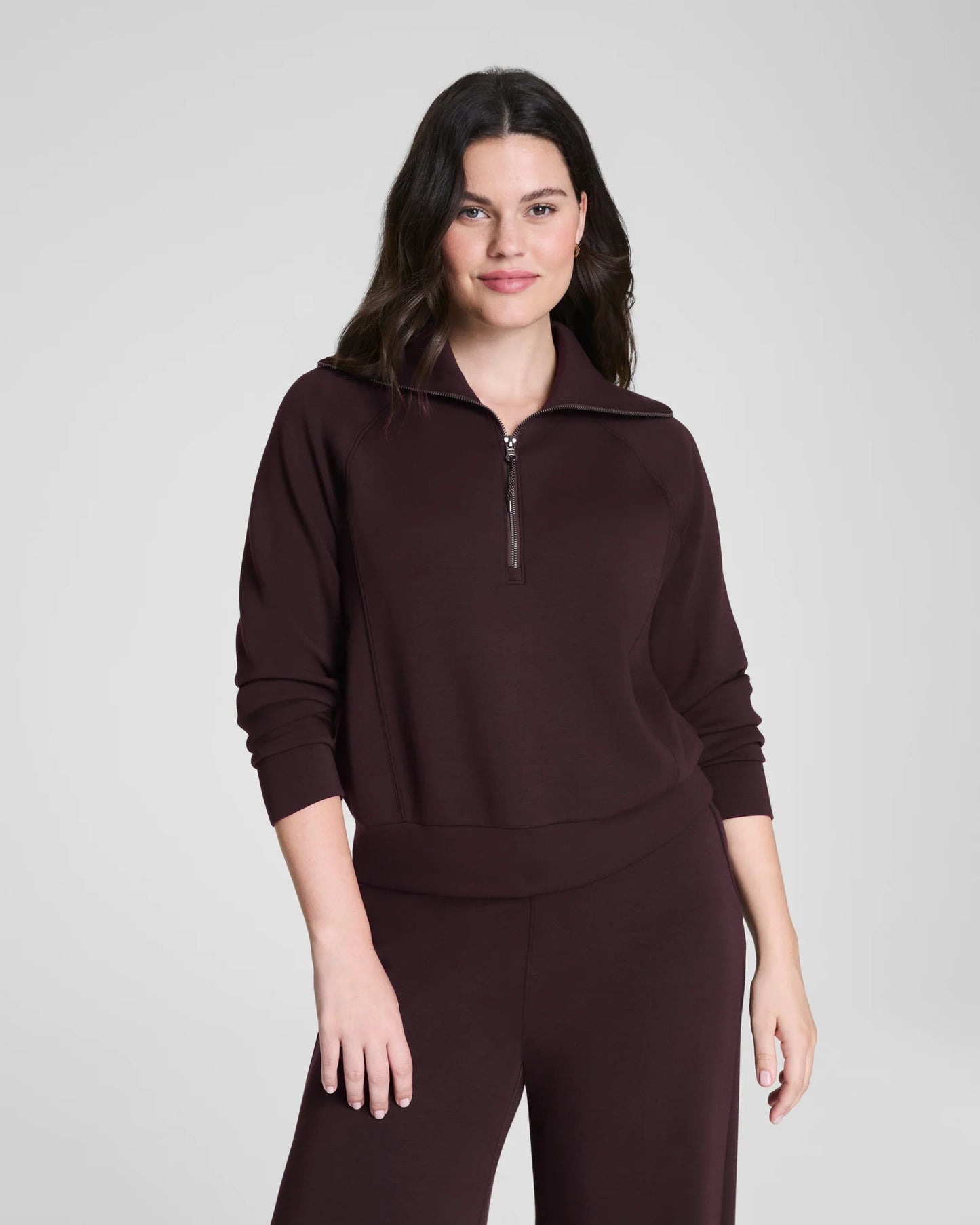 Spanx AirEssentials Half Zip Sweatshirt - Truffle Brown