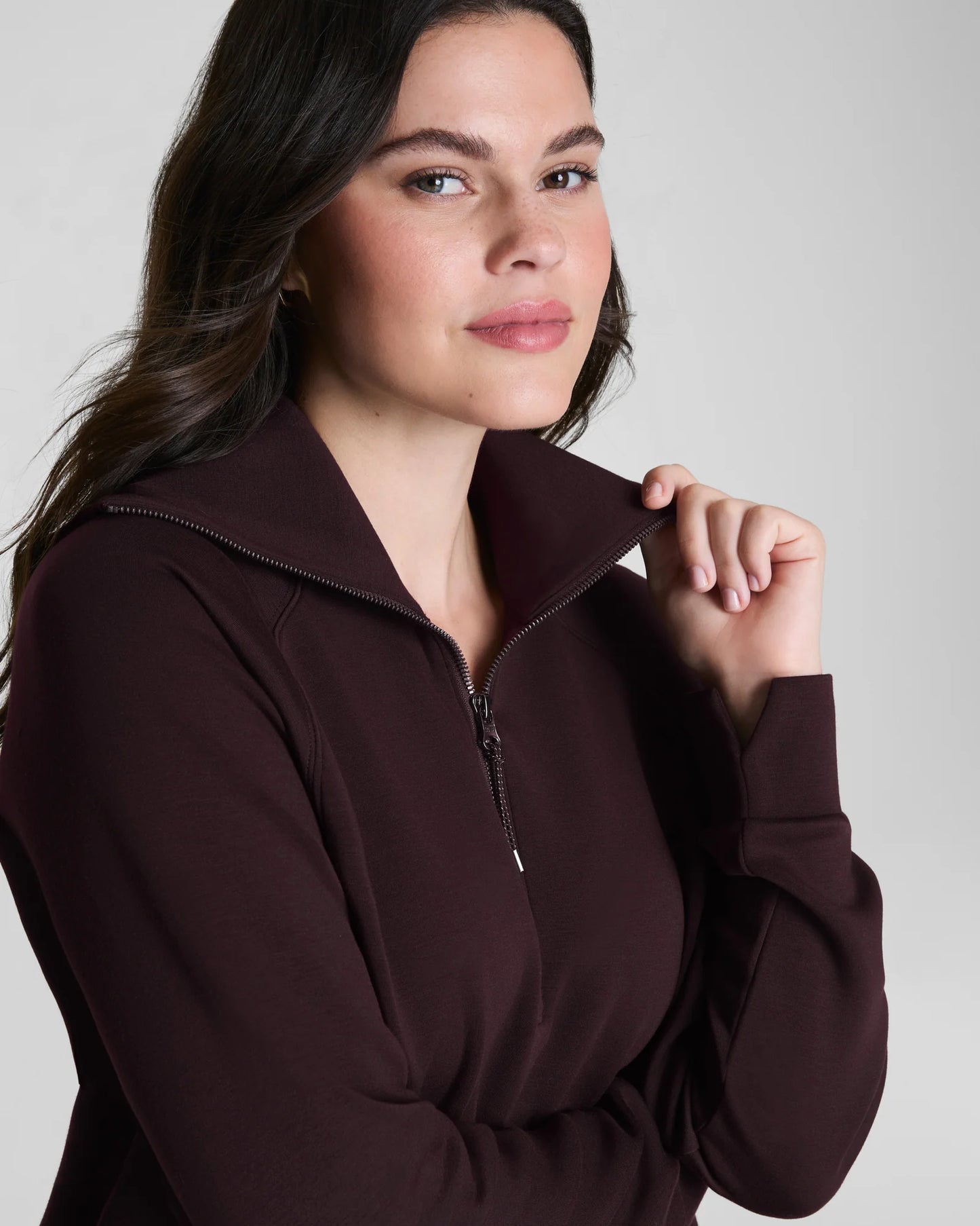 Spanx AirEssentials Half Zip Sweatshirt - Truffle Brown