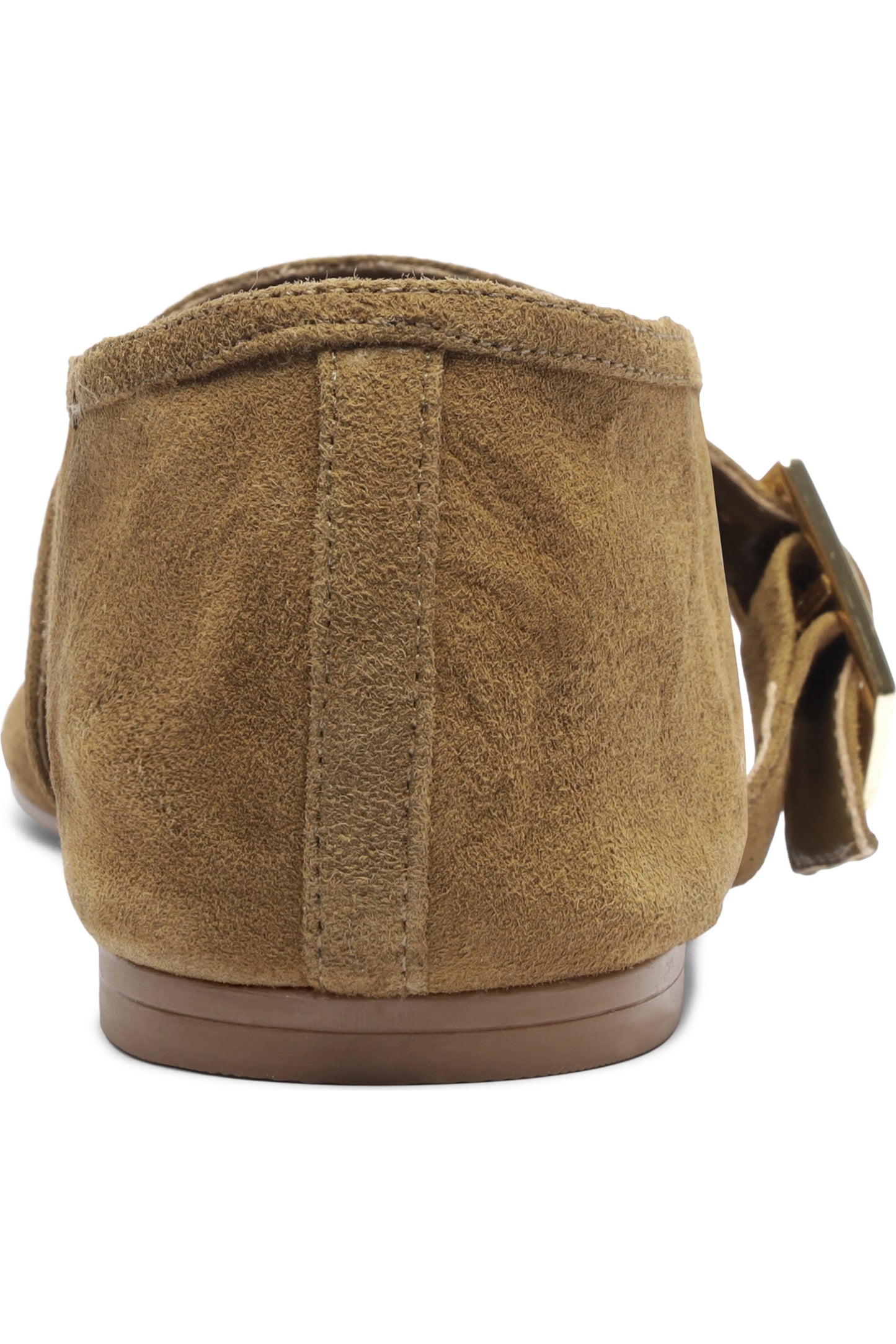 Vick Buckle Ballet Flat Shoe - Dried Olive Suede