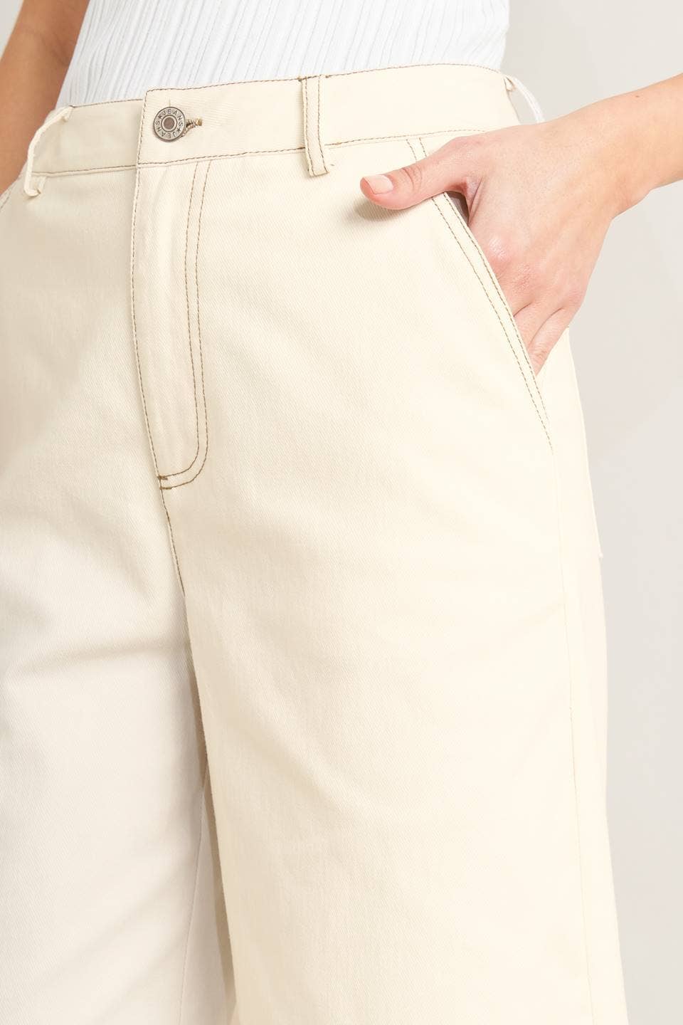Twill Culotte Pant - Ecru