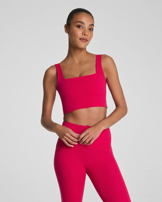 Spanx BoostUp Cropped Square Neck Shelf Tank Top - Fuchsia