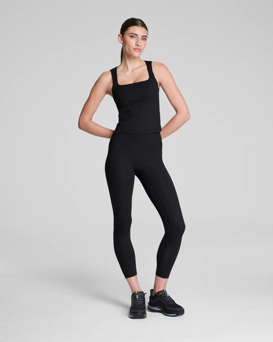 Spanx Booty Boost Embossed Leopard Print 7/8 Legging - Very Black