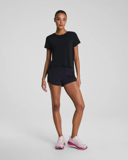 Spanx BoostUp Crewneck Tee Shirt with StayCool Tech - Very Black