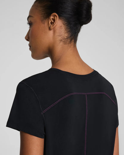 Spanx BoostUp Crewneck Tee Shirt with StayCool Tech - Very Black