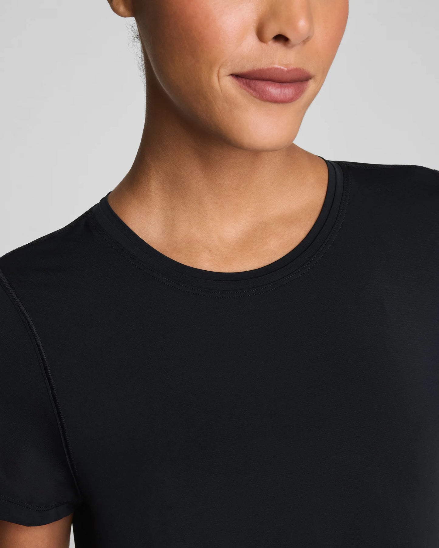 Spanx BoostUp Crewneck Tee Shirt with StayCool Tech - Very Black