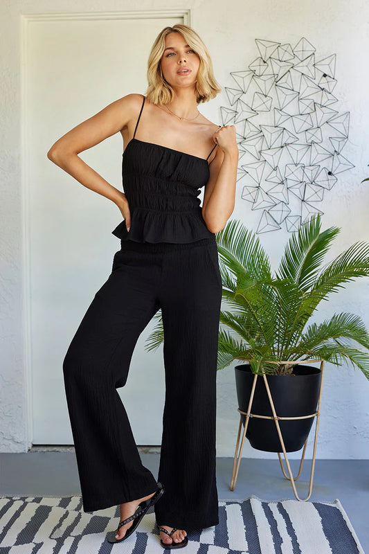 Wide Leg Beach Pant - Black