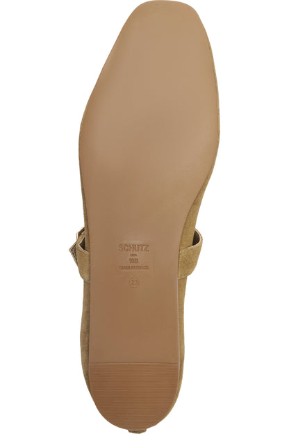 Vick Buckle Ballet Flat Shoe - Dried Olive Suede