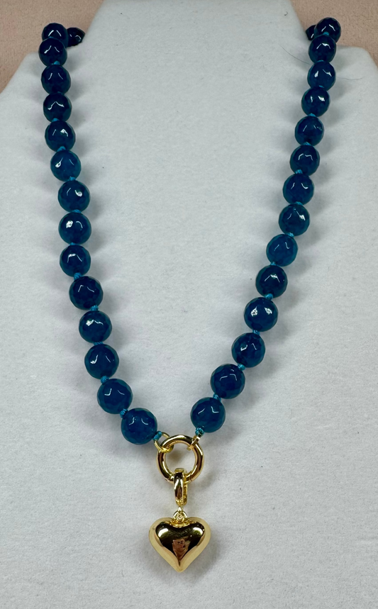 Blue Small Heart Necklace