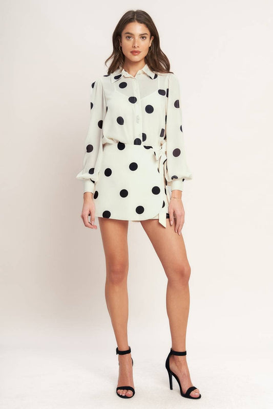 Polka Dot Top - Ivory/Black