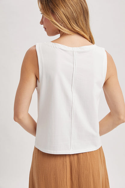 Boat Neck Tank Top - White