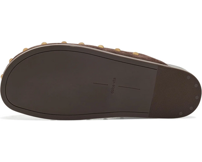 Joney Stud Mule - Dark Brown Suede