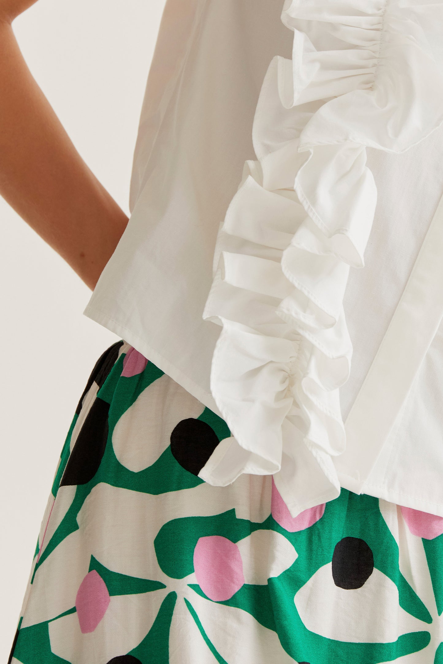 Ruffle Detail Tank Top - White