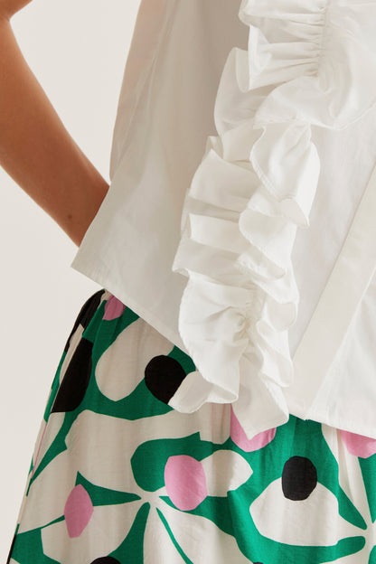 Ruffle Detail Tank Top - White