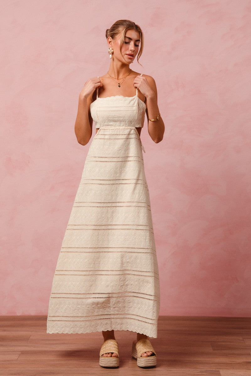 Eyelet Lace Maxi Dress - Natural