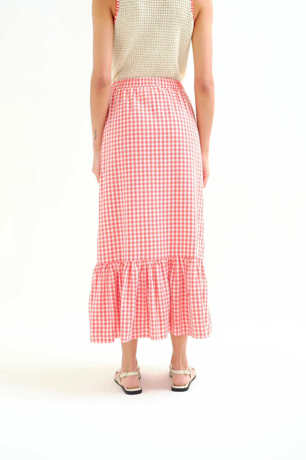 Gingham Check Skirt - Red