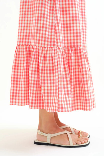 Gingham Check Skirt - Red