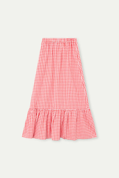 Gingham Check Skirt - Red