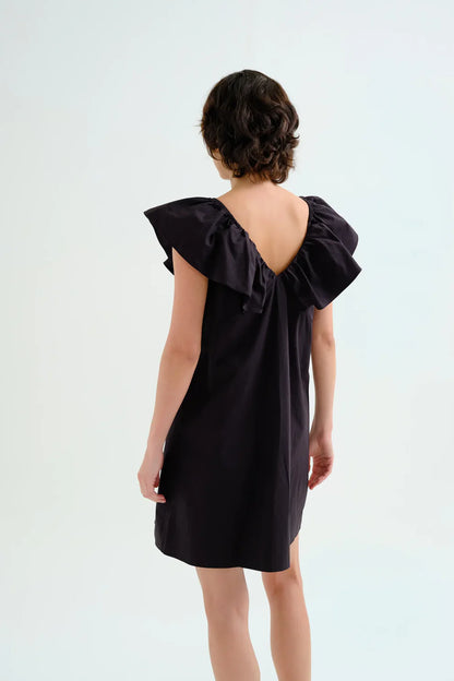 Short Poplin Dress - Black