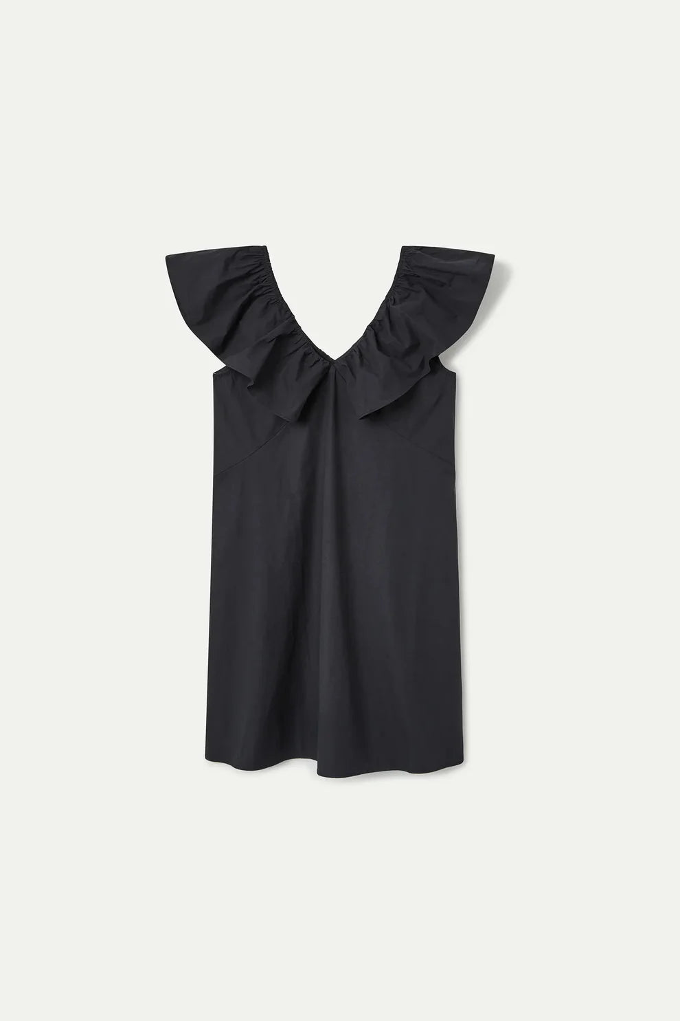 Short Poplin Dress - Black