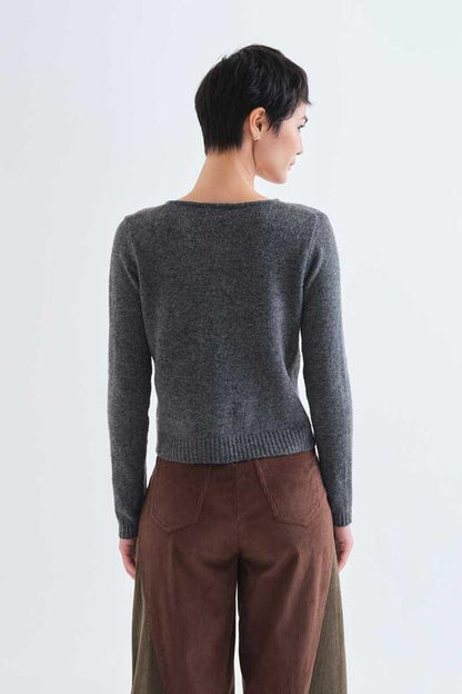 Heart Buttons Cardigan Sweater - Dark Gray