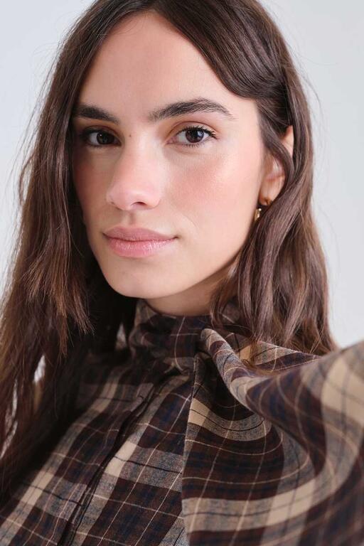 Plaid Bow Neck Tie Dress - Checks
