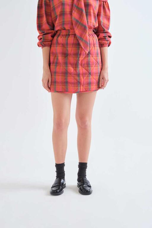 Plaid Print Skirt - Pink