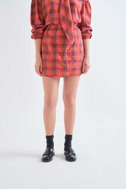 Plaid Print Skirt - Pink