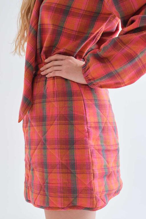 Plaid Print Skirt - Pink