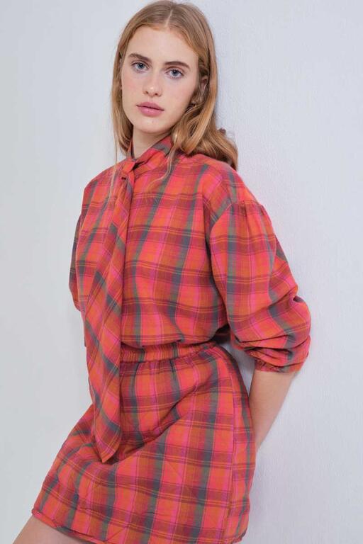 Plaid Print Skirt - Pink