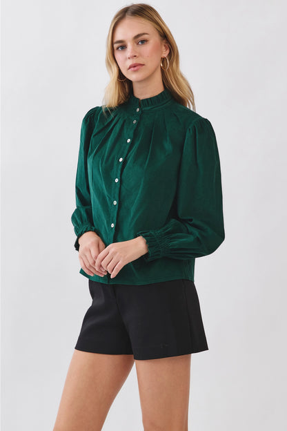 Corduroy Button Down Shirt - Deep Green