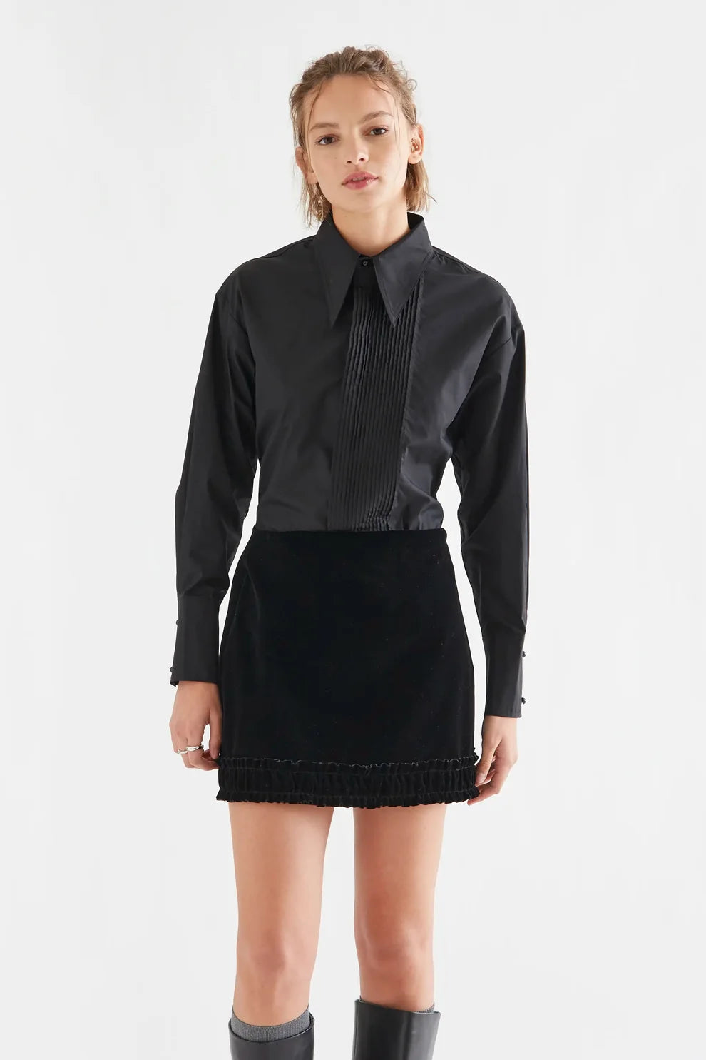 Button Up Collared Shirt - Black