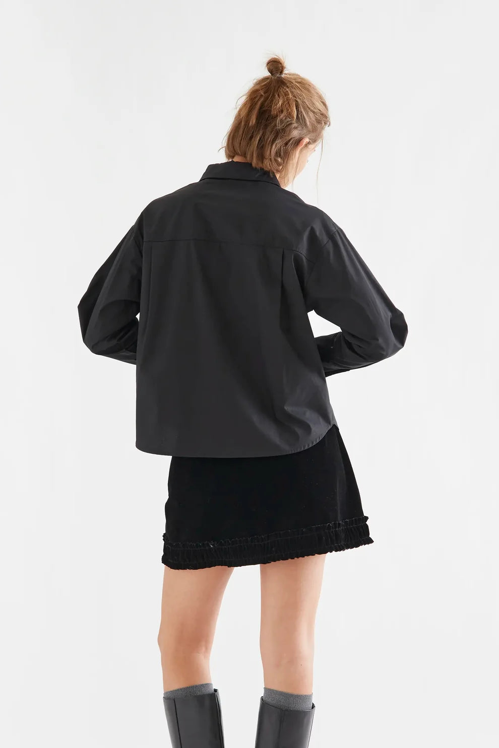 Button Up Collared Shirt - Black