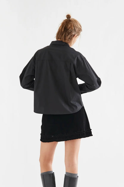 Button Up Collared Shirt - Black
