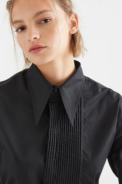 Button Up Collared Shirt - Black