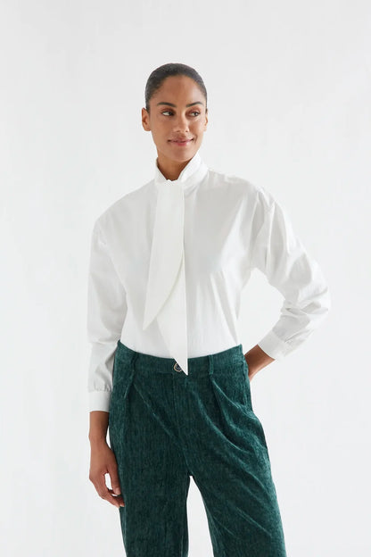 Oversized Bow Button Up Shirt - White
