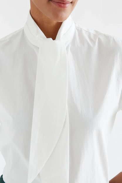Oversized Bow Button Up Shirt - White