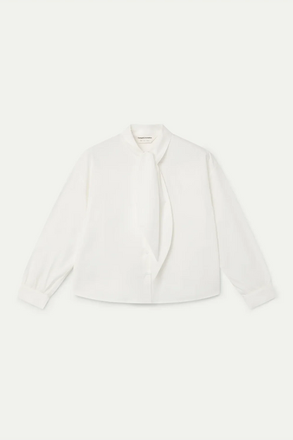 Oversized Bow Button Up Shirt - White