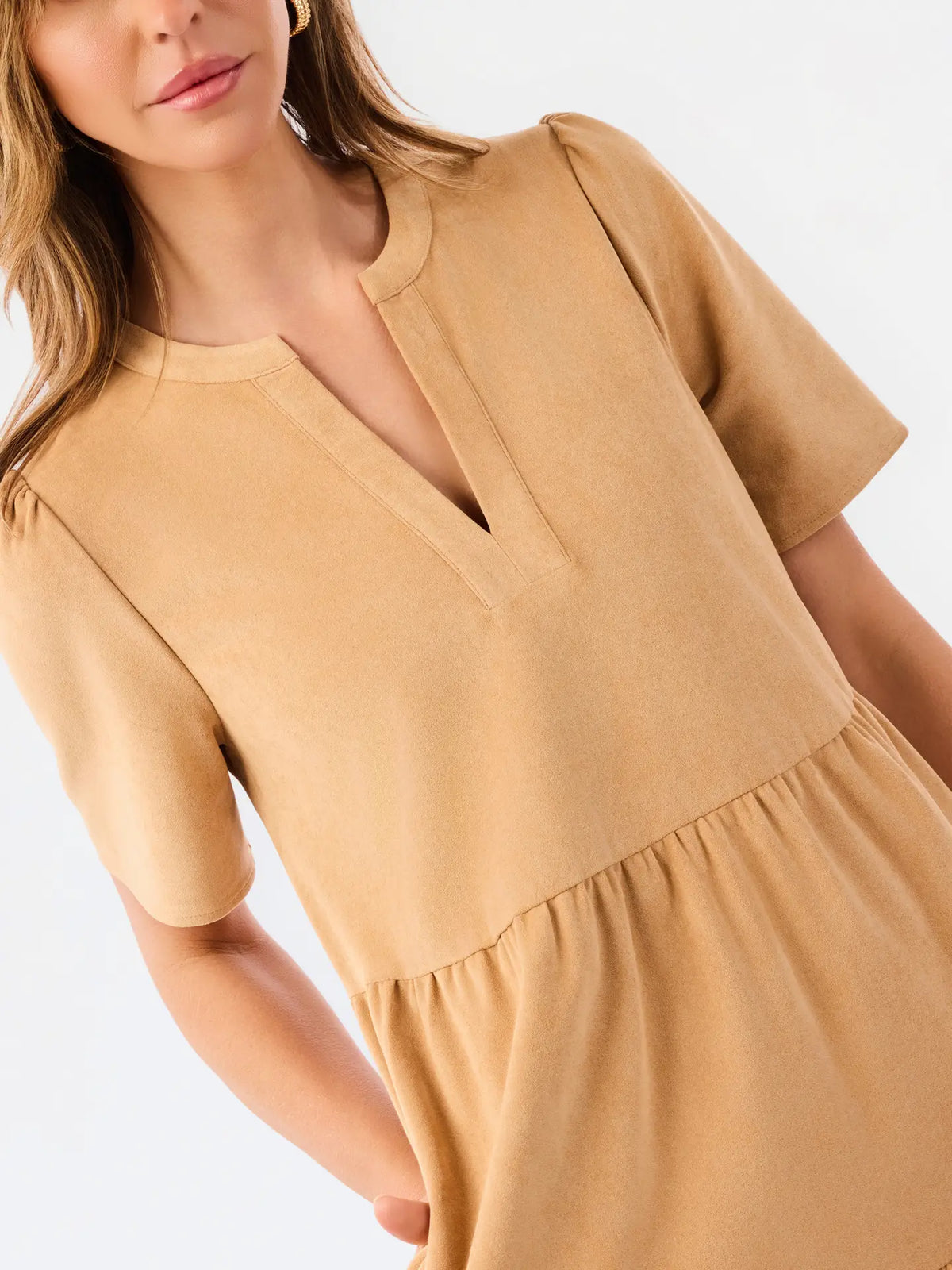 Adelyn Dress - Tan Suede