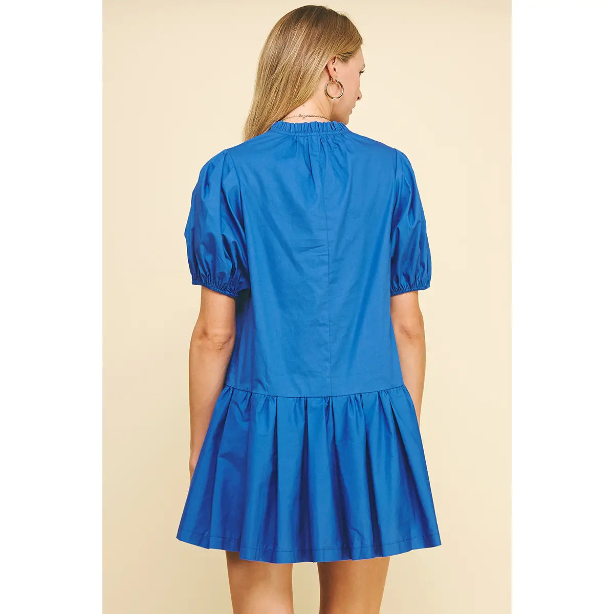 Solid Tiered Mini Dress - Indigo