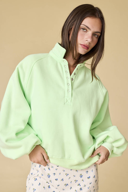 Piper Snap Button Collared Sweater - Apple Green