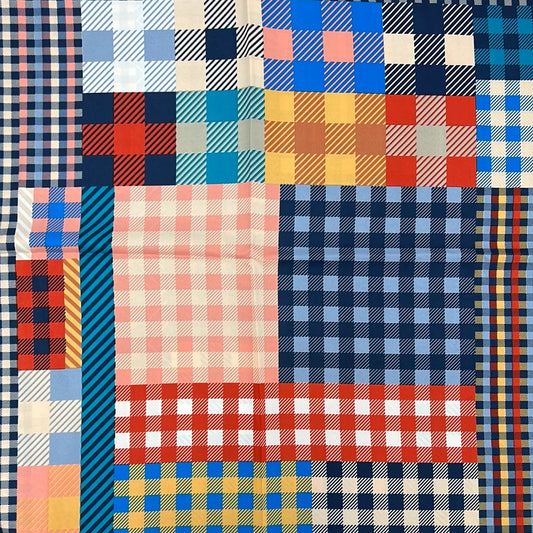 Geometric Patchwork Pattern Scarf - Navy