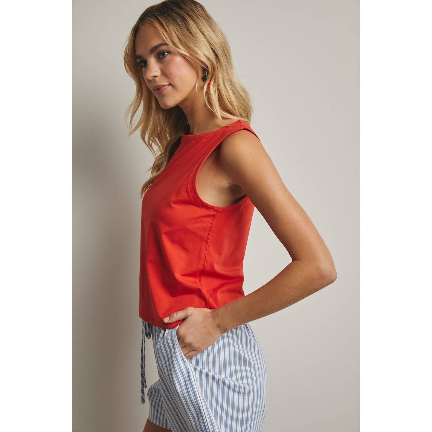 Boat Neck Tank Top - Chili