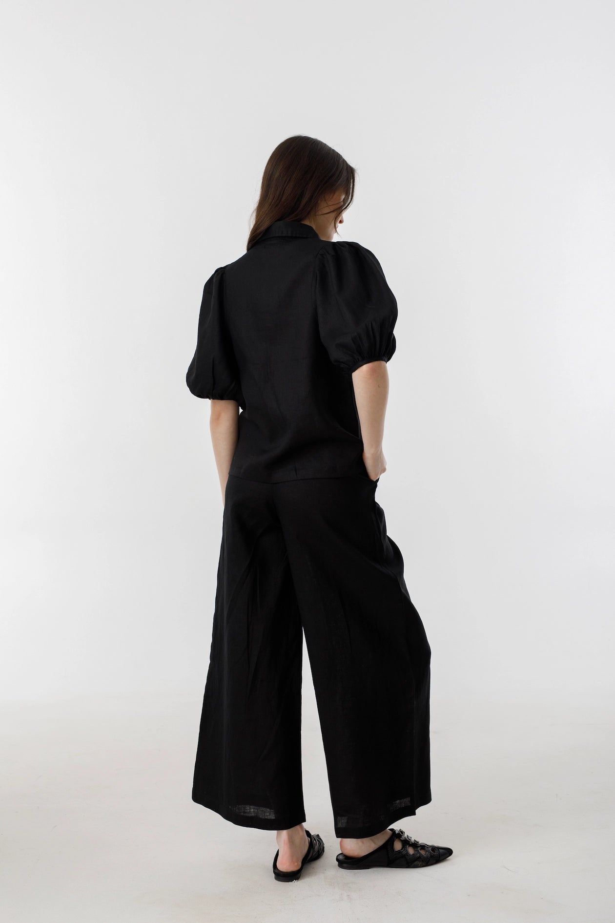 Culotte Linen Pants - Black