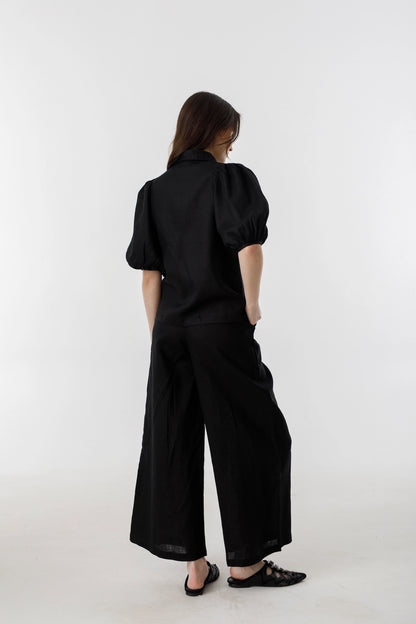 Culotte Linen Pants - Black