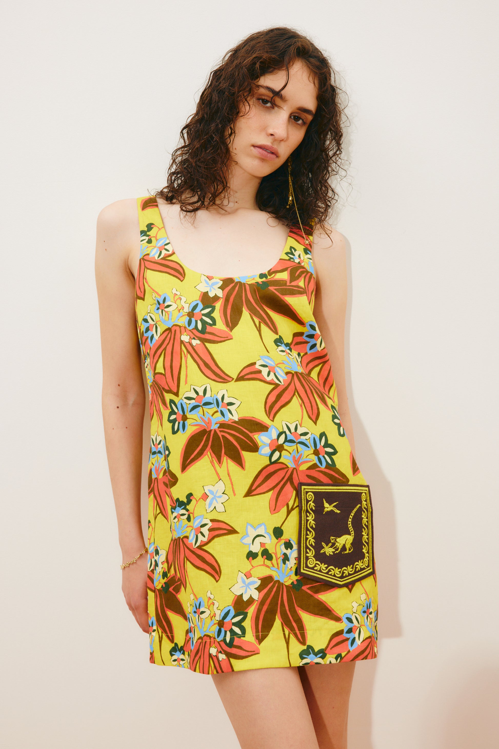 LEO EMBROIDERED MINI DRESS