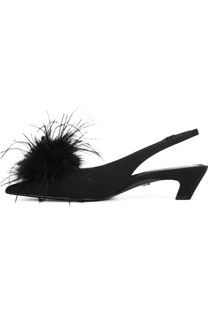 Finch Feather Slingback Pump Shoe - Black