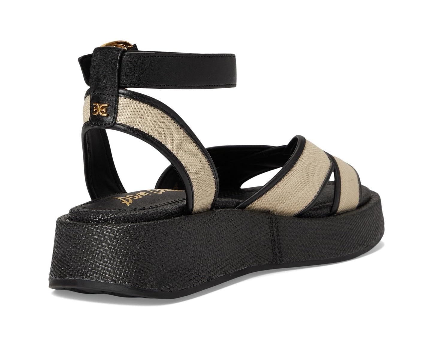 Sam Edelman Nylie Platform Ankle Strap Sandal - Natural/Black Linen