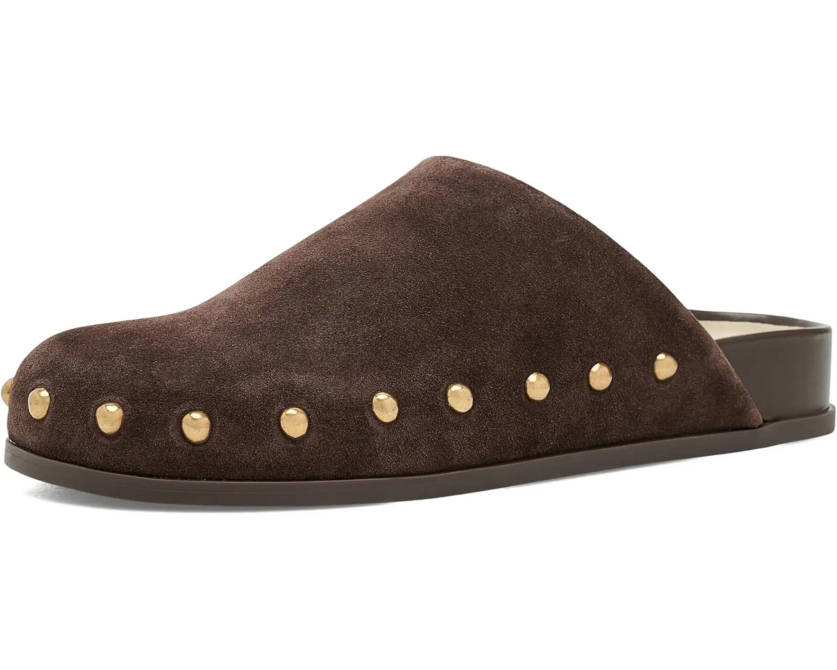 Joney Stud Mule - Dark Brown Suede